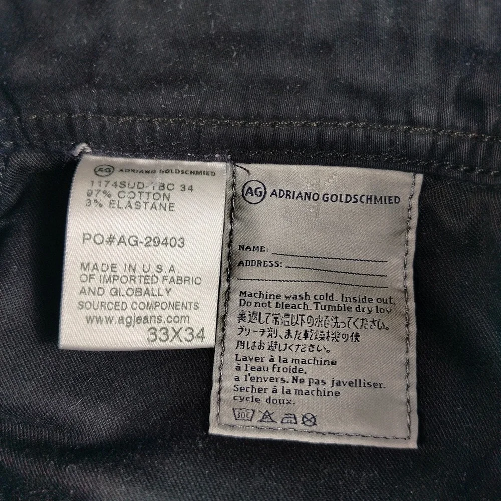 AG Adriano Goldschmied Jeans Mens‎ 33 Black The Graduate Tailored Leg USA